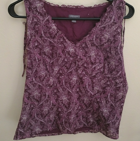 Purple Paisley Ann Taylor Petites Top - Picture 1 of 5